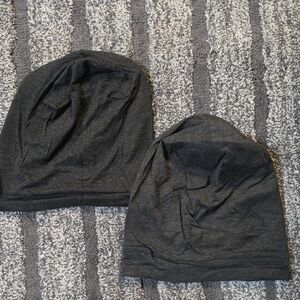 Men's Black Beanie Hat Set